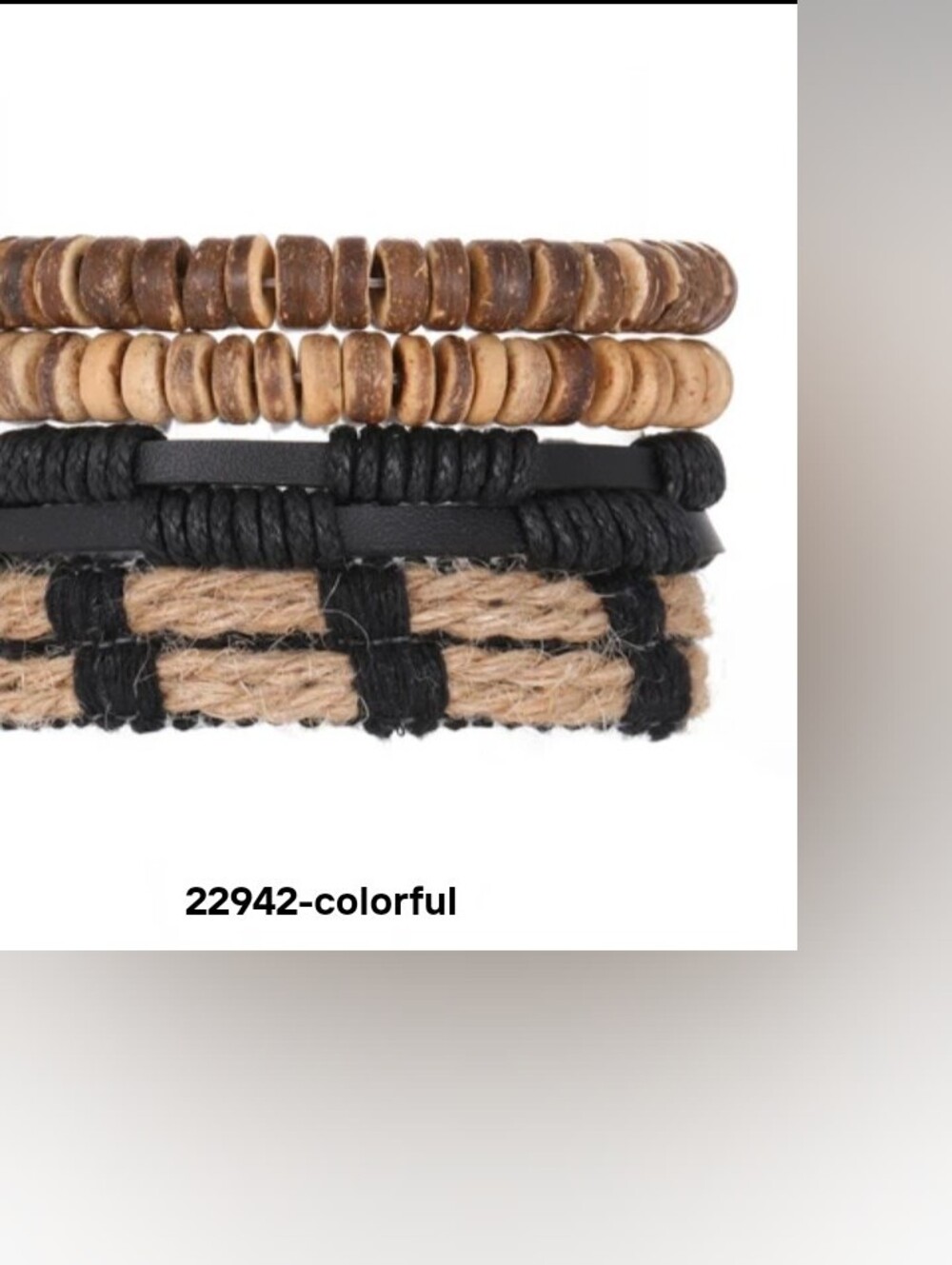 Men's Bracelets Set 4pc Leather Braided Beaded Brown New Jewelry G32